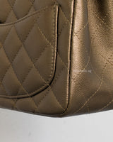Chanel Classic Flap Mini Square | Dark Gold Caviar Light Gold Hardware-details