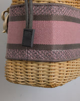 Dior Lady Dior Mini | Pink Grey Natural Wicker Gold Hardware-details