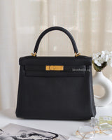 Kelly 28 Black Togo Gold Hardware