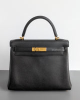 Kelly 28 Black Togo Gold Hardware