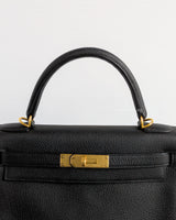 Kelly 28 Black Togo Gold Hardware