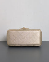 Chanel Classic Flap Mini Square | 21P Champagne Gold Lambskin Light Gold Hardware-details