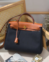 Hermes Herbag 31 | Blue Marine/Neutral Canvas Palladium Hardware-front