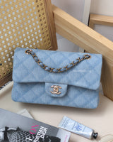 Chanel Classic Flap Small | 22B Light Blue Denim Gold Hardware-front