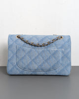Chanel Classic Flap Small | 22B Light Blue Denim Gold Hardware-back