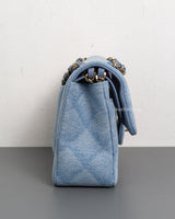 Chanel Classic Flap Small | 22B Light Blue Denim Gold Hardware-side