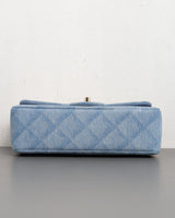 Chanel Classic Flap Small | 22B Light Blue Denim Gold Hardware-details