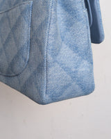 Chanel Classic Flap Small | 22B Light Blue Denim Gold Hardware-details