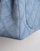 Chanel Classic Flap Small | 22B Light Blue Denim Gold Hardware-details