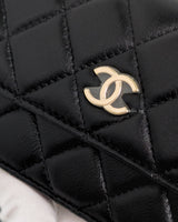 Chanel Clutch with Chain 20K Black Lambskin Silver Hardware-details