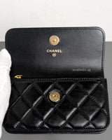 Chanel Clutch with Chain 20K Black Lambskin Silver Hardware-details