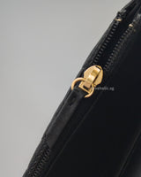 Chanel Clutch with Chain 20K Black Lambskin Silver Hardware-details