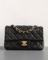 Chanel Mini Rectangle Mini Rectangle | 15C Black Caviar Brushed Gold Hardware-front1