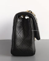 Chanel Mini Rectangle Mini Rectangle | 15C Black Caviar Brushed Gold Hardware-side
