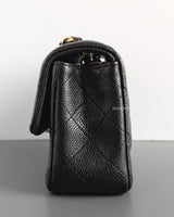 Chanel Mini Rectangle Mini Rectangle | 15C Black Caviar Brushed Gold Hardware-details