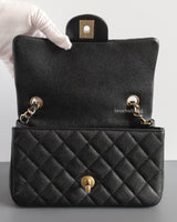 Chanel Mini Rectangle Mini Rectangle | 15C Black Caviar Brushed Gold Hardware-details