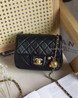 Chanel Pearl Crush Mini Square | Black Lambskin Gold Hardware-front