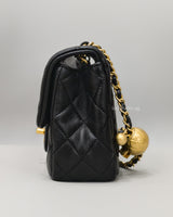 Chanel Pearl Crush Mini Square | Black Lambskin Gold Hardware-details