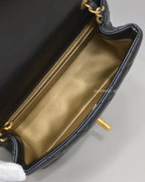 Chanel Pearl Crush Mini Square | Black Lambskin Gold Hardware-details