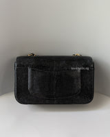 Chanel Mini Rectangle Lizard Skin | Black Brushed Gold Hardware-back