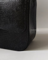 Chanel Mini Rectangle Lizard Skin | Black Brushed Gold Hardware-details