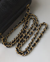 Chanel Mini Rectangle Lizard Skin | Black Brushed Gold Hardware-details