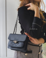 Chanel CC Box Flap Small | Dark Blue Calfskin Silver Hardware-model