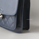 Chanel CC Box Flap Small | Dark Blue Calfskin Silver Hardware-details