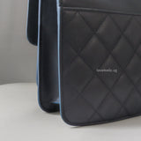 Chanel CC Box Flap Small | Dark Blue Calfskin Silver Hardware-details