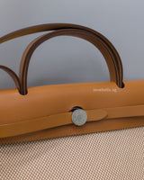 Hermes Herbag 31 | Ecru Beige Nature Canvas Palladium Hardware-details