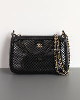 Chanel Clutch on Chain in Black Mesh 25S | Lambskin Light Gold Hardware-front1