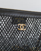 Chanel Clutch on Chain in Black Mesh 25S | Lambskin Light Gold Hardware-details