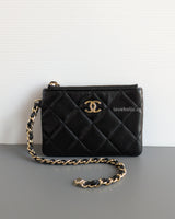 Chanel Clutch on Chain in Black Mesh 25S | Lambskin Light Gold Hardware-details