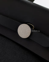 Hermes Herbag 31 | Noir / Noir Canvas Palladium Hardware-details