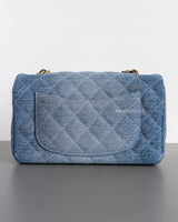 Chanel Classic Flap Mini Rectangle | 24S Blue Denim Brushed Gold Hardware-back