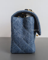 Chanel Classic Flap Mini Rectangle | 24S Blue Denim Brushed Gold Hardware-side