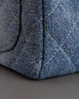 Chanel Classic Flap Mini Rectangle | 24S Blue Denim Brushed Gold Hardware-details