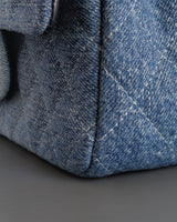 Chanel Classic Flap Mini Rectangle | 24S Blue Denim Brushed Gold Hardware-details