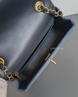 Chanel Classic Flap Mini Rectangle | 24S Blue Denim Brushed Gold Hardware-details
