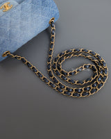 Chanel Classic Flap Mini Rectangle | 24S Blue Denim Brushed Gold Hardware-details