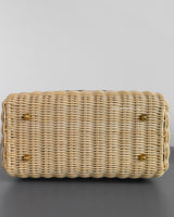 Dior Lady Dior Medium | Blue Oblique Wicker Natural Wicker Brushed Gold Hardware-details