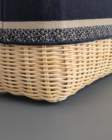 Dior Lady Dior Medium | Blue Oblique Wicker Natural Wicker Brushed Gold Hardware-details