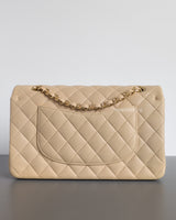 Chanel Classic Flap Medium | Beige Lambskin Light Gold Hardware-back
