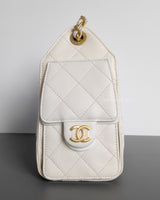 Chanel 25 Mini | White Caviar Brushed Gold Hardware-side