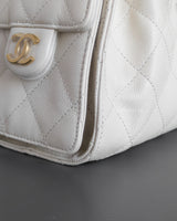 Chanel 25 Mini | White Caviar Brushed Gold Hardware-details