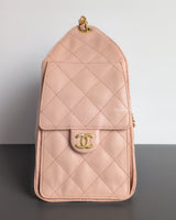 Chanel 25 Small | 26P Pink Caviar Brushed Gold Hardware-side