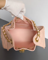 Chanel 25 Small | 26P Pink Caviar Brushed Gold Hardware-details