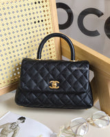 Chanel Coco Handle Small | Black Caviar Brushed Gold Hardware-front