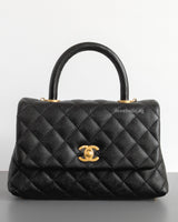 Chanel Coco Handle Small | Black Caviar Brushed Gold Hardware-front1