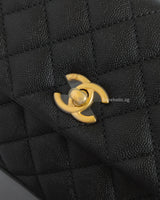 Chanel Coco Handle Small | Black Caviar Brushed Gold Hardware-details